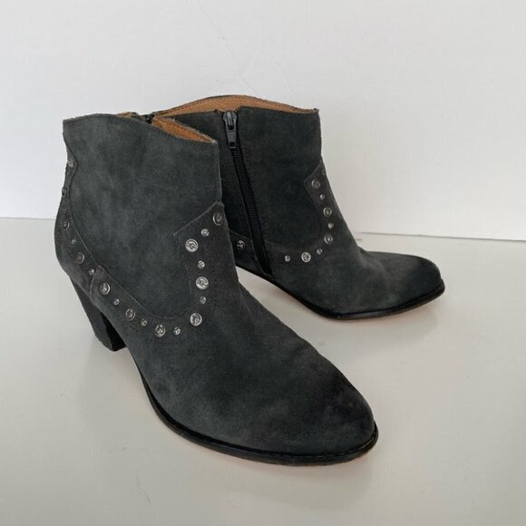 corso Como Gray Suede Studded Heeled Ankle Boots Womens 8.5 - Picture 2 of 8